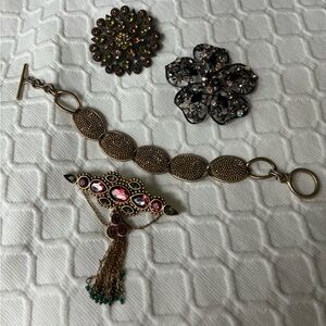 Bundle of brooches and bracelet